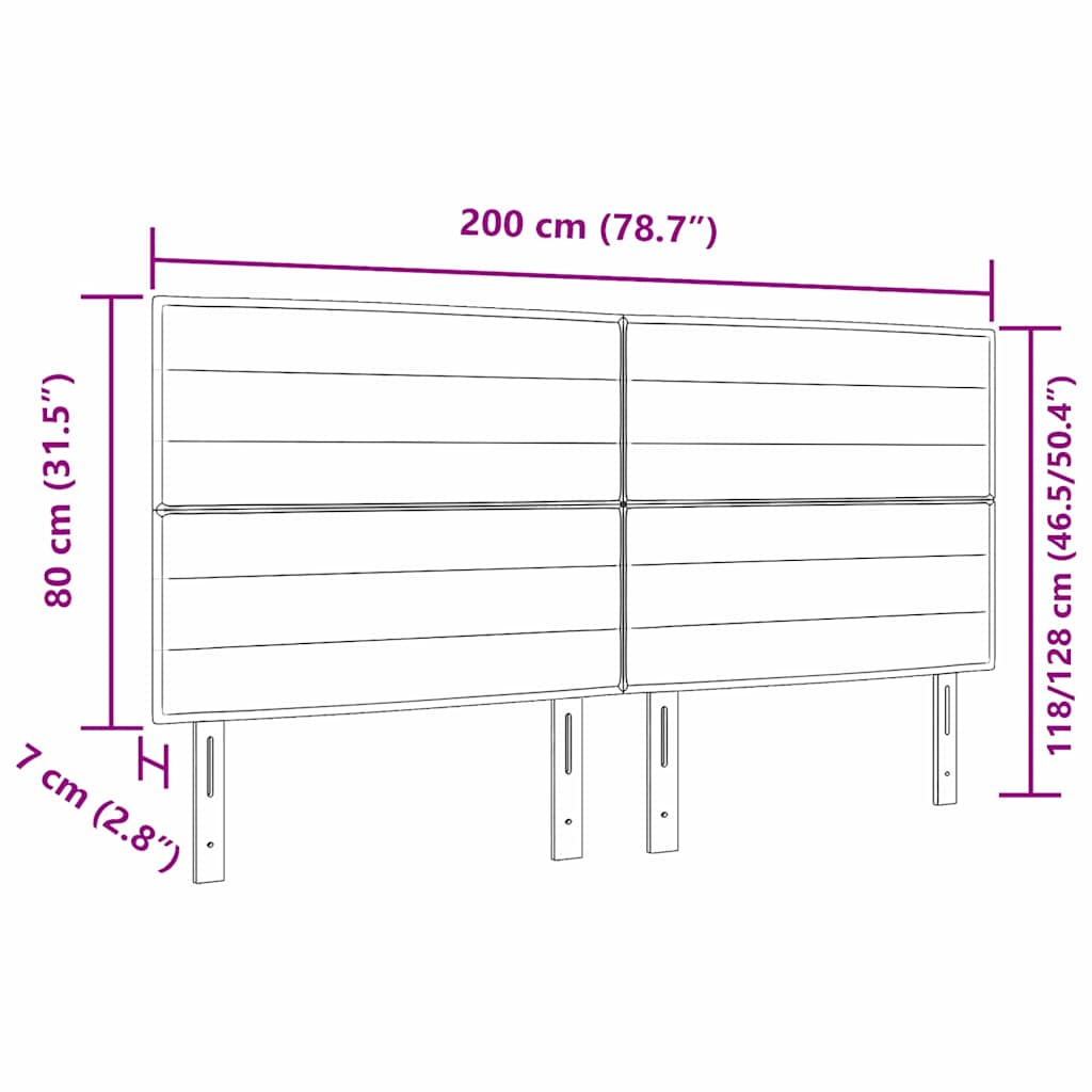 LED Headboard with LED Strip Lights Manual Black 200 cm Fabric